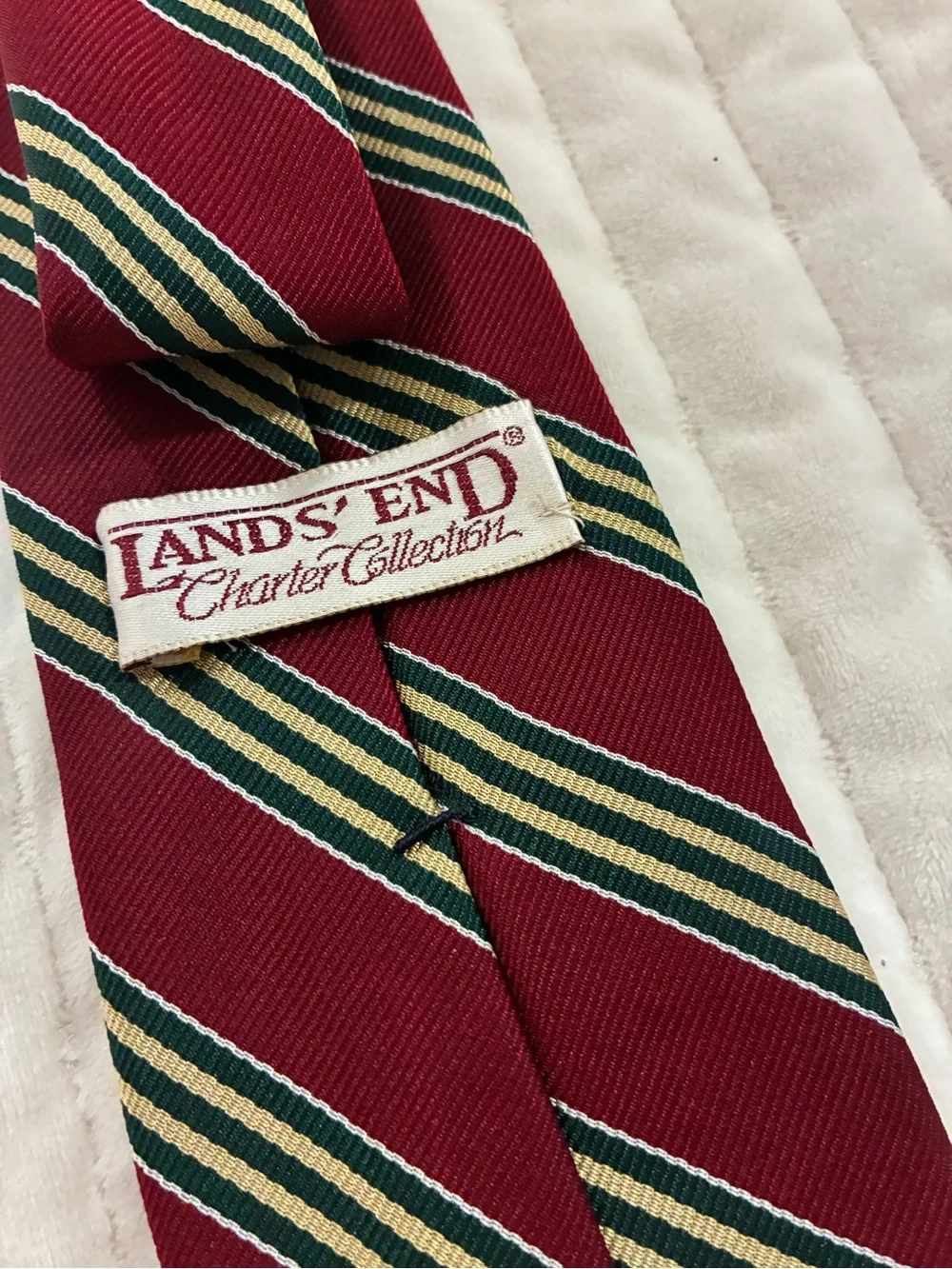 Lands End Vintage Burgundy Stripe Tie
